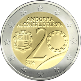 Andorra 2 Euro 2014 Raad van Europa UNC coincard